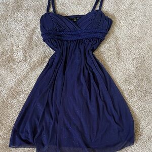 Women’s Navy Sparkle Braided Empire Waist Dress